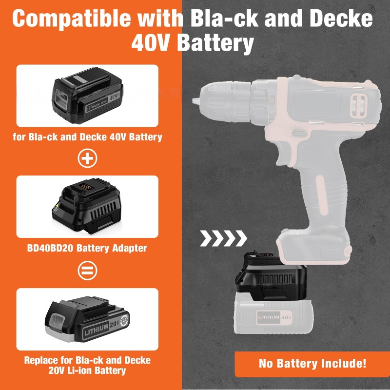 Black+Decker Tool Cordless - HAKSINKY ツールバッテリーアダプター BD40BD20 ブラック&デッカー 36V 40V