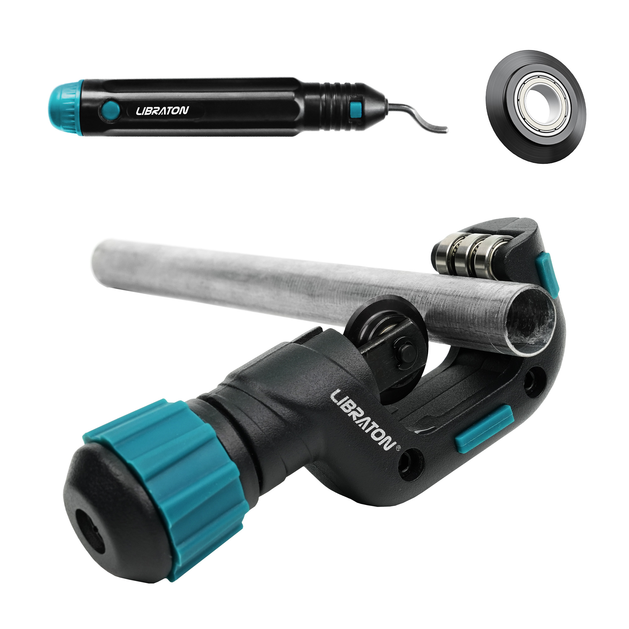 Pipe Cutter Ratchet - LIBRATON パイプカッター ブレードとチューブカッター付き デバリングツール 銅カッター 5/32インチから1-1/4インチの薄いステンレス鋼管用