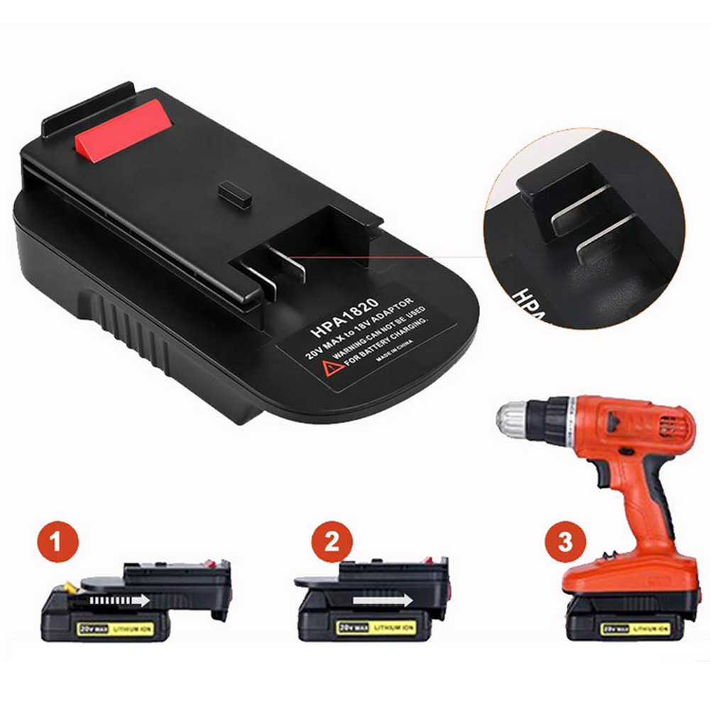 Black+Decker Tool 20V Max - HPA1820交換用アダプタブラック & デッカー/stanley/ポーターケーブル20 20vバッテリー変換のために18vニッカドnimhツール