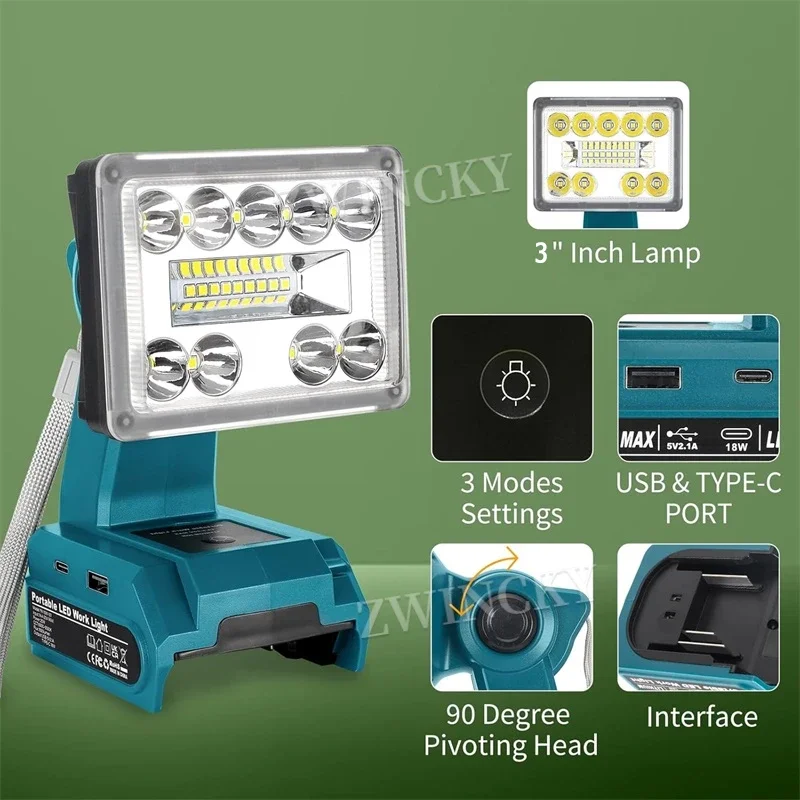 コードレス作業灯 LED 懐中電灯 マキタ/ミルウォーキー/ - Black+Decker Tool Cordless のレビューと価格