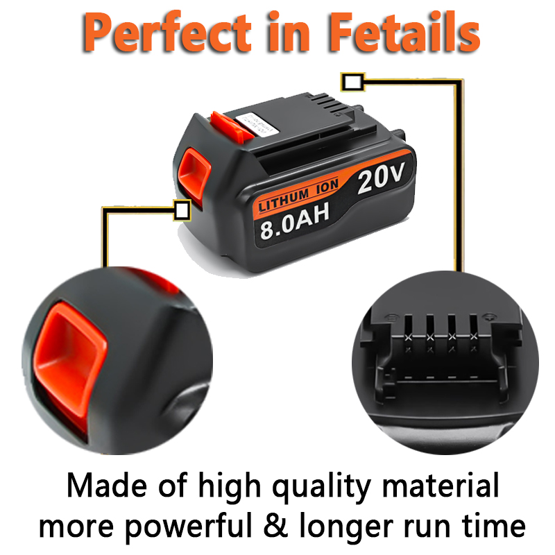 大容量 8Ah LBX20 ブラック&デッカー 20V バッ - Black+Decker Tool 20V Max のレビューと価格