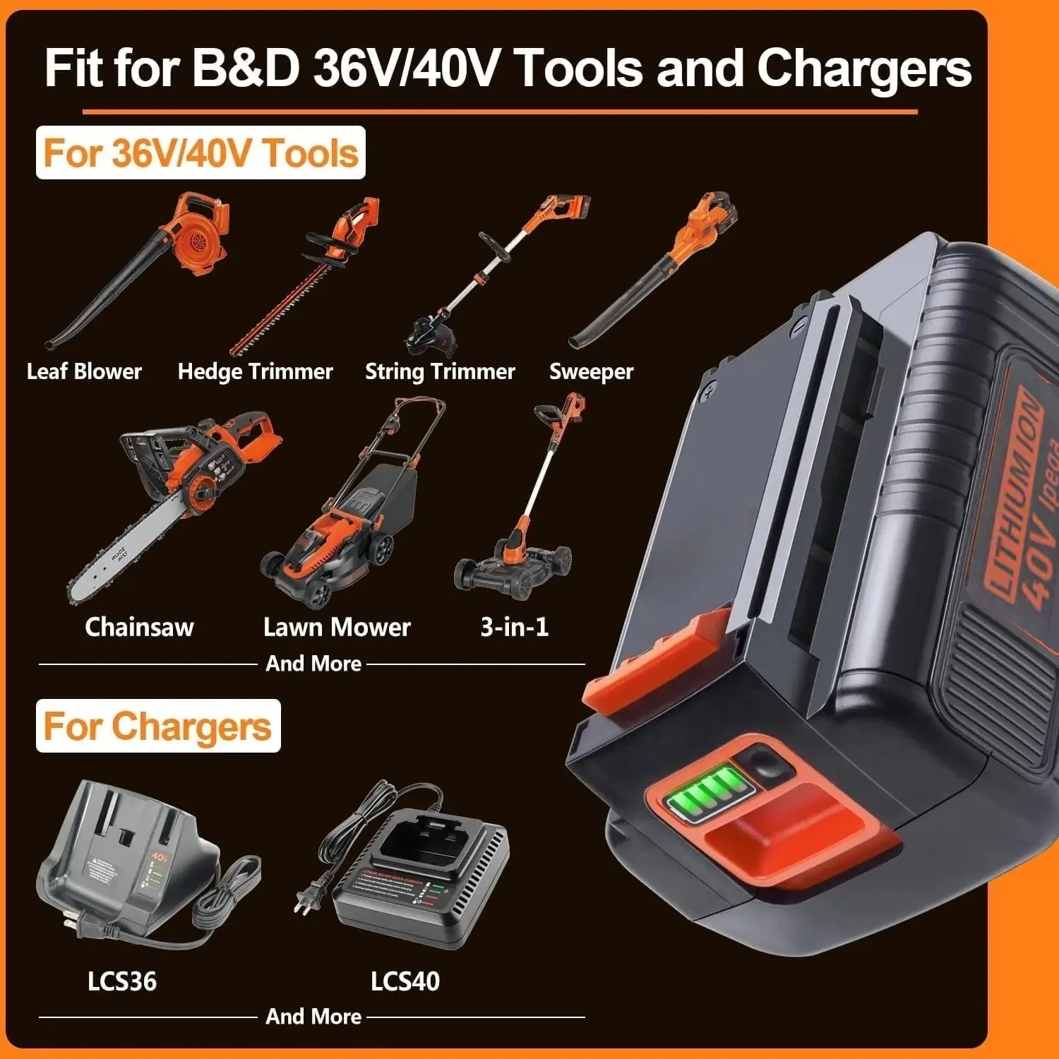 40V 4000mAh リチウムイオンバッテリー ブラック& - Black+Decker Tool Cordless のレビューと価格